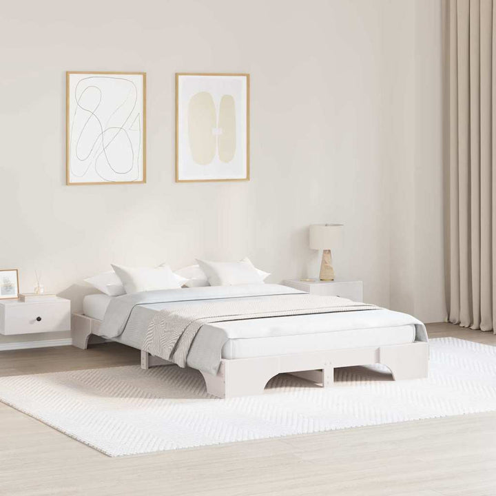 Sengestel Hvid 135 x 190 cm Massiv fyrretræ