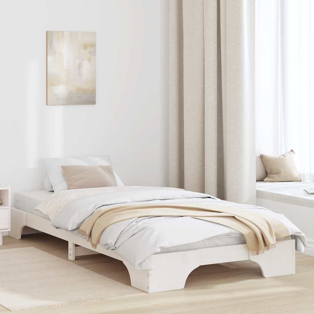 Sengestel Hvid 90 x 200 cm Massiv fyrretræ