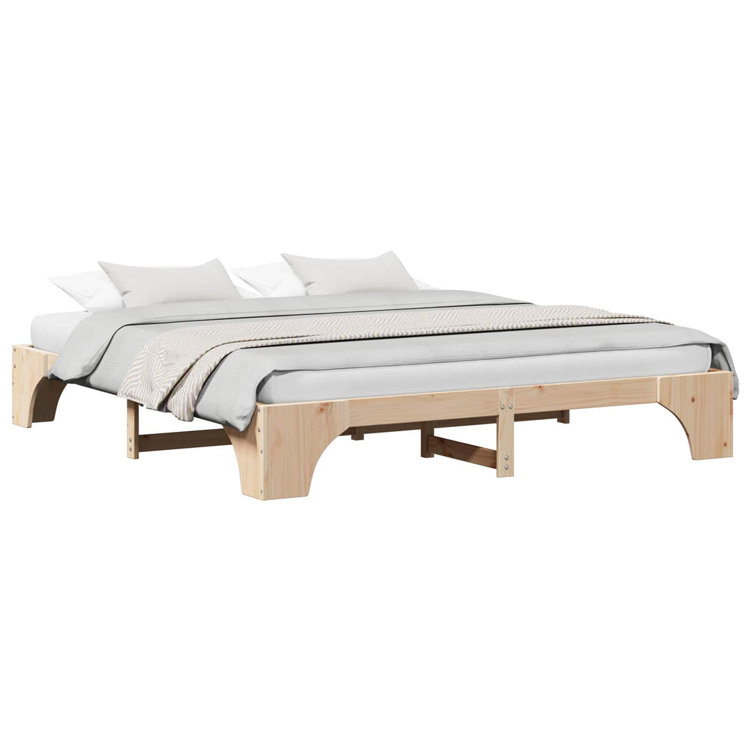 Sengestel Naturfarvet 200 x 200 cm Massiv fyrretræ