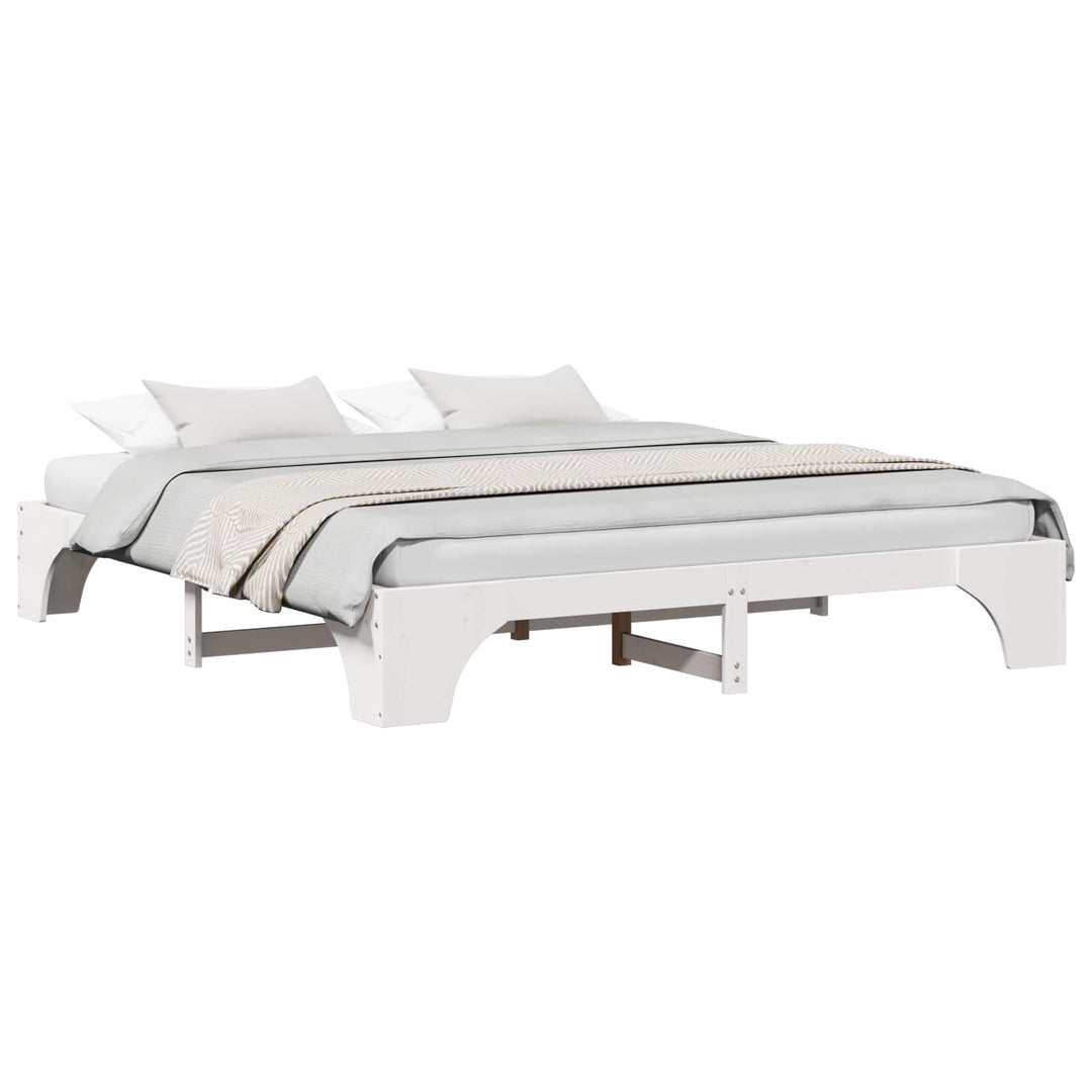Sengestel Hvid 200 x 200 cm Massiv fyrretræ