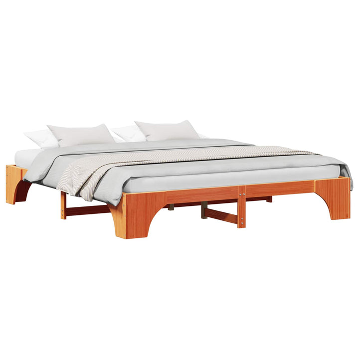 Sengestel Voks brun 200 x 200 cm Massiv fyrretræ