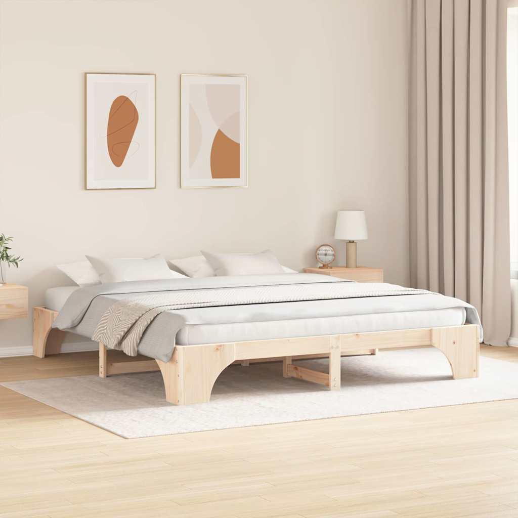 Sengestel Naturfarvet 180 x 200 cm Massiv fyrretræ