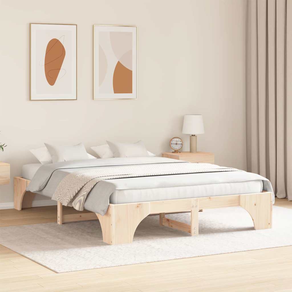 Sengestel Naturfarvet 160 x 200 cm Massiv fyrretræ