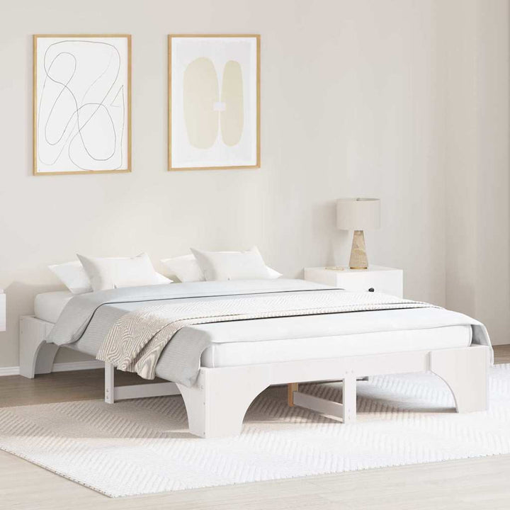 Sengestel Hvid 140 x 200 cm Massiv fyrretræ