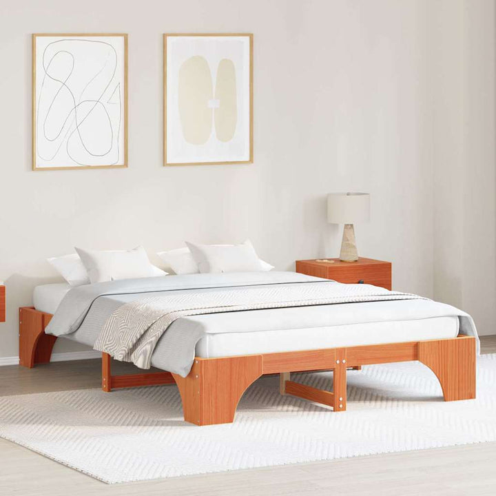 Sengestel Voks brun 140 x 200 cm Massiv fyrretræ