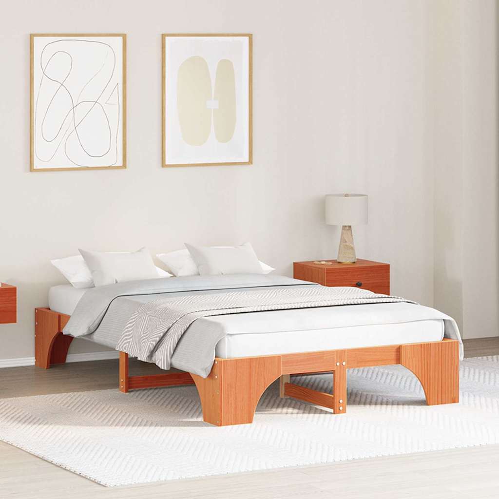 Sengestel Voks brun 120 x 200 cm Massiv fyrretræ