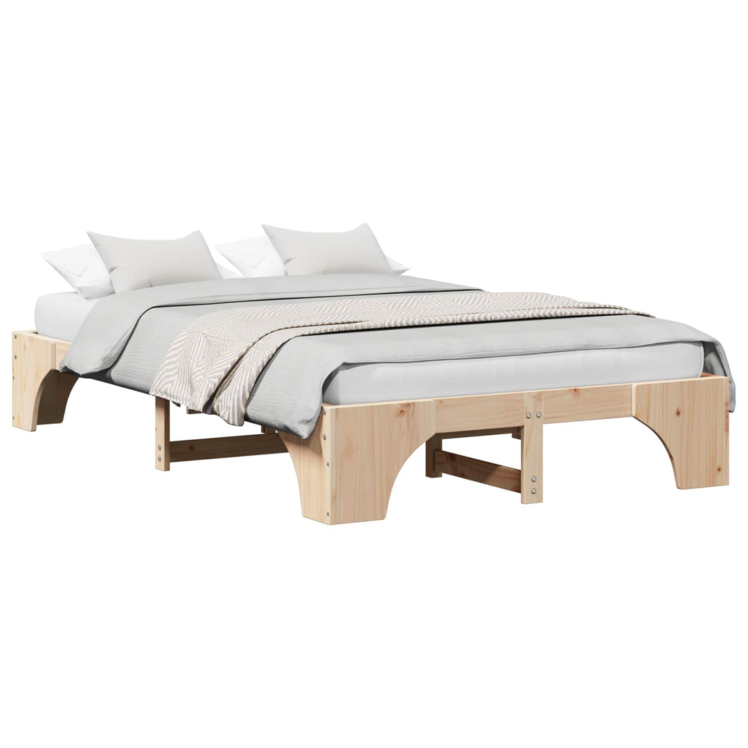 Sengestel Naturfarvet 140 x 190 cm Massiv fyrretræ