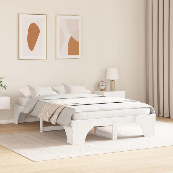 Sengestel Hvid 140 x 190 cm Massiv fyrretræ