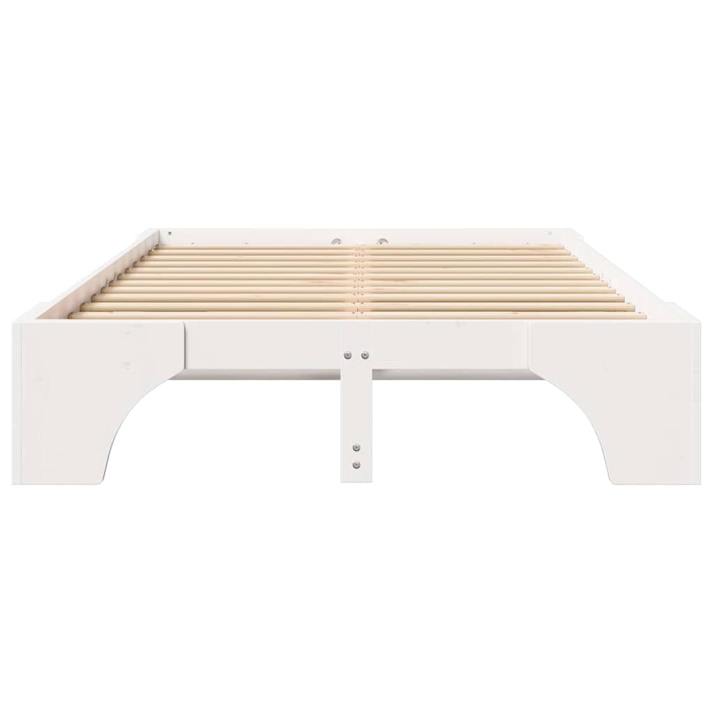Sengestel Hvid 140 x 190 cm Massiv fyrretræ
