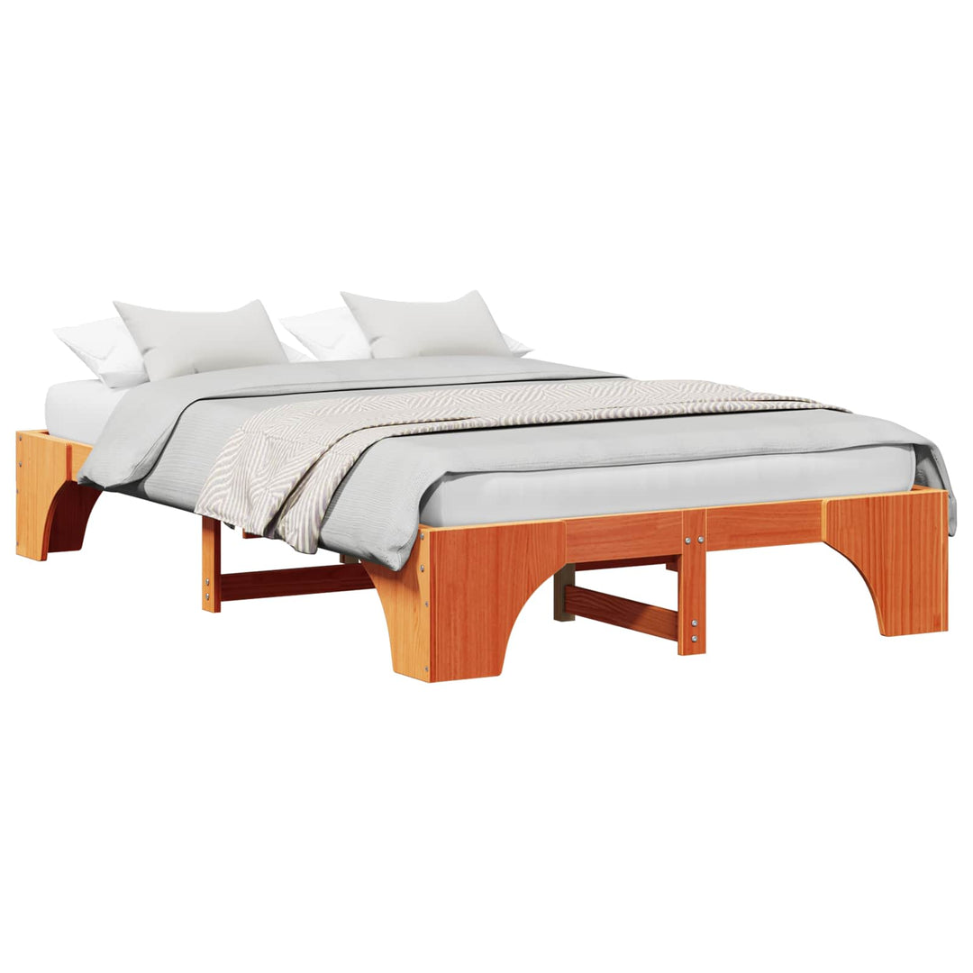 Sengestel Voks brun 140 x 190 cm Massiv fyrretræ