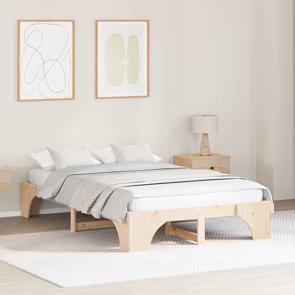 Sengestel Naturfarvet 135 x 190 cm Massiv fyrretræ