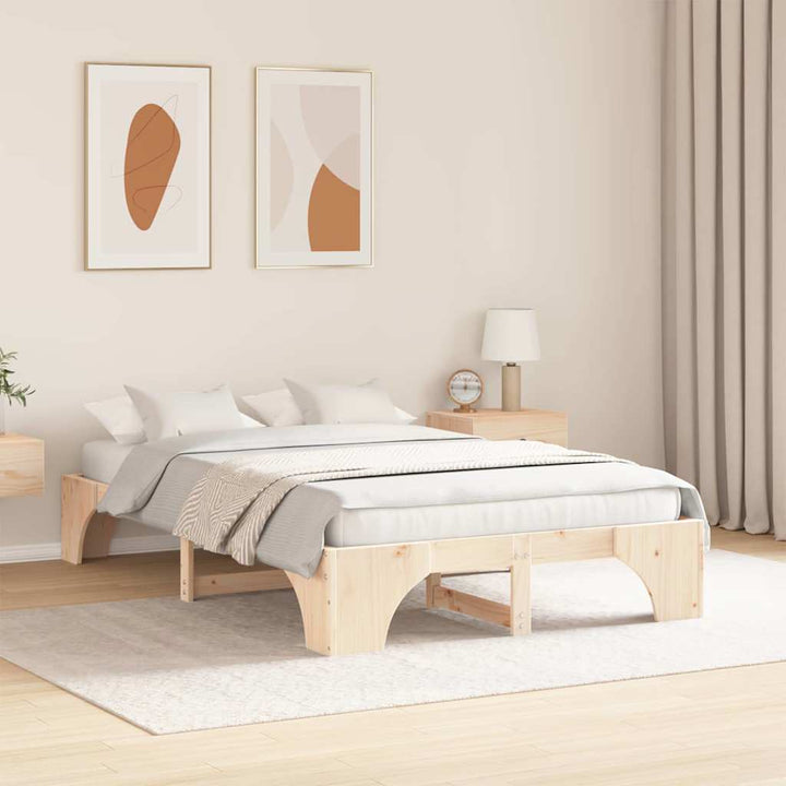 Sengestel Naturfarvet 135 x 190 cm Massiv fyrretræ