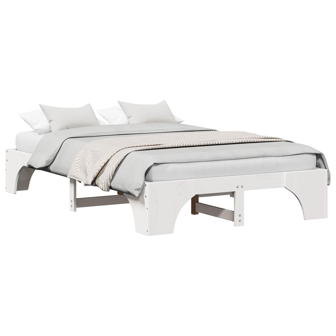 Sengestel Hvid 135 x 190 cm Massiv fyrretræ