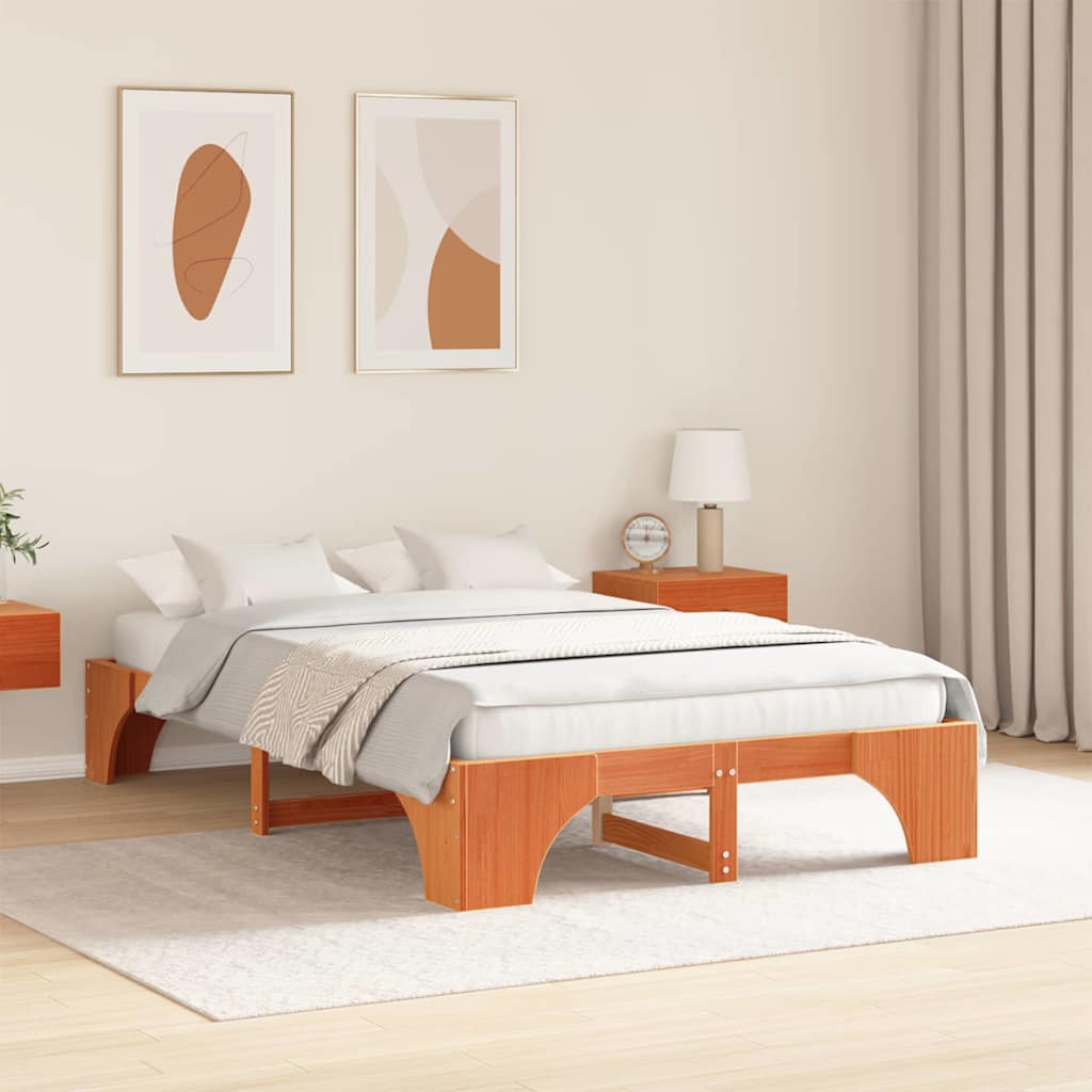 Sengestel Voks brun 120 x 190 cm Massiv fyrretræ