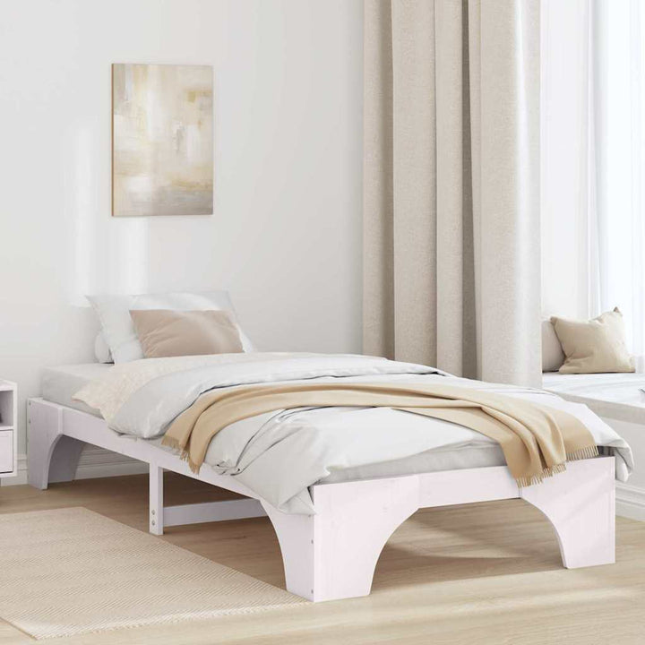 Sengestel Hvid 100 x 200 cm Massiv fyrretræ