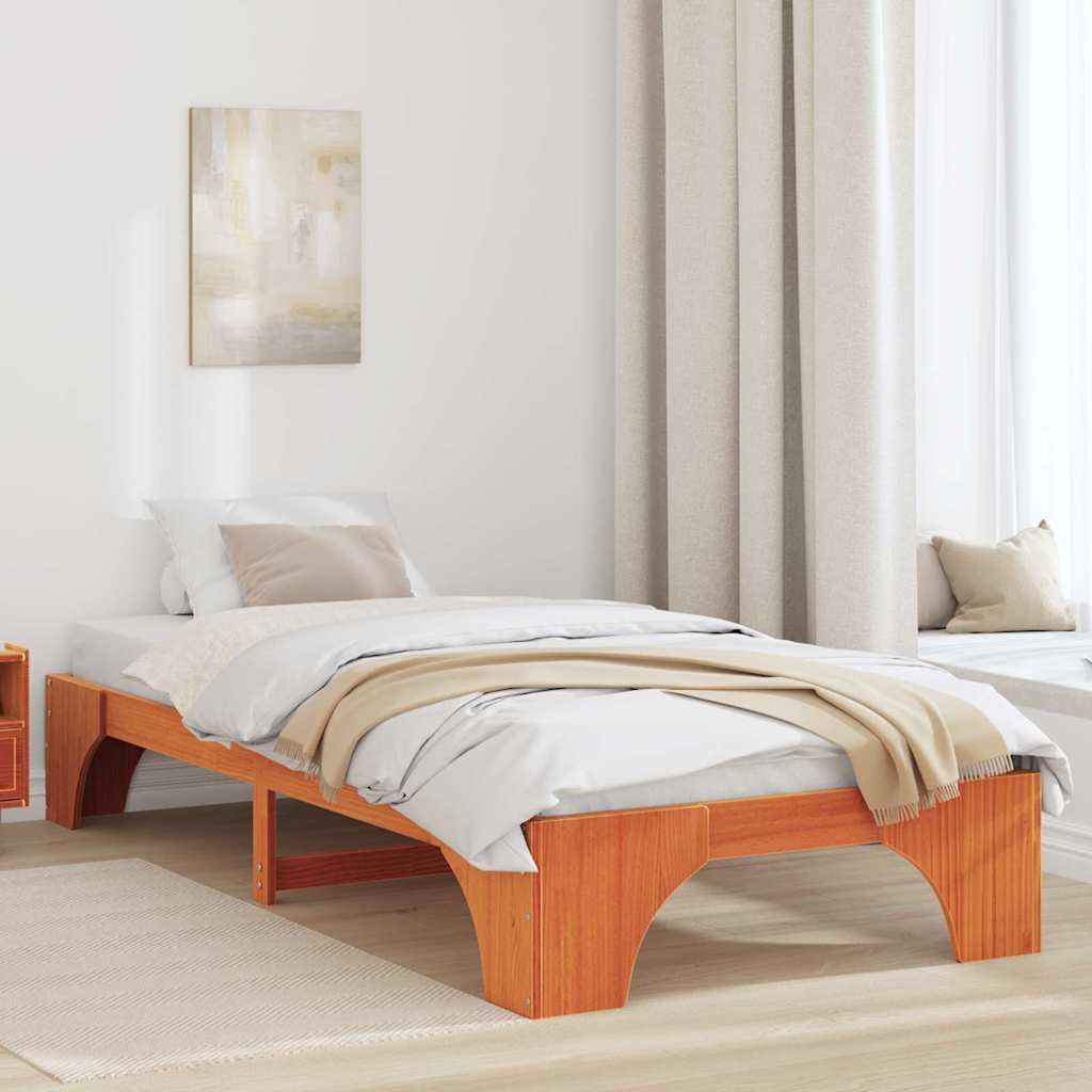 Sengestel Voks brun 90 x 190 cm Massiv fyrretræ