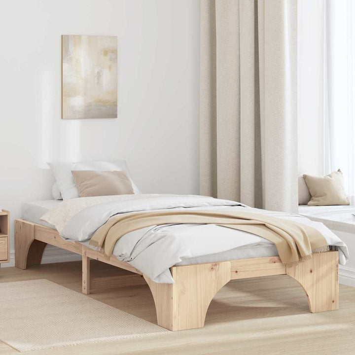 Sengestel Naturfarvet 75 x 190 cm Massiv fyrretræ