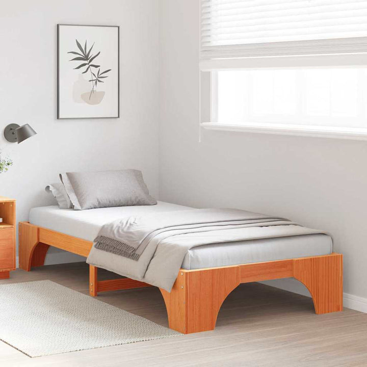 Sengestel Voks brun 75 x 190 cm Massiv fyrretræ
