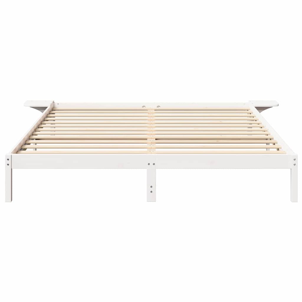 Sengestel Hvid 200 x 200 cm Massiv fyrretræ