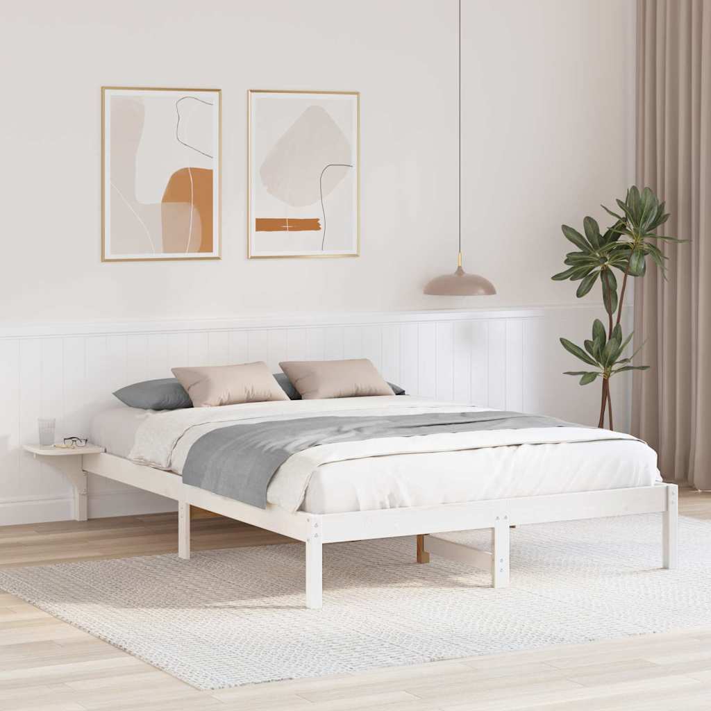 Sengestel Hvid 150 x 200 cm Massiv fyrretræ