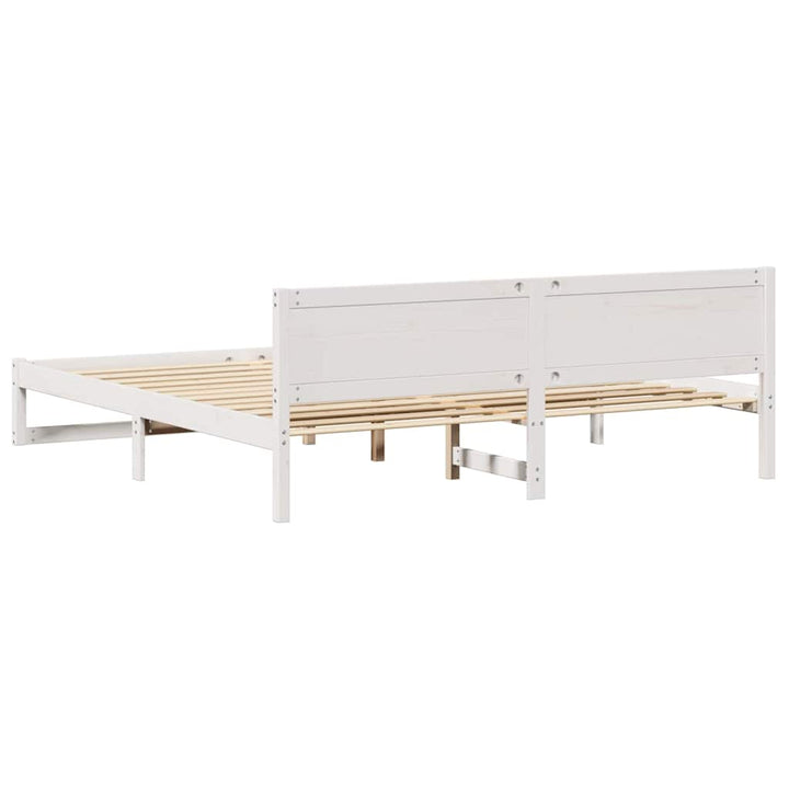Sengestel med hovedgærde Hvid 180 x 200 cm Massiv fyrretræ