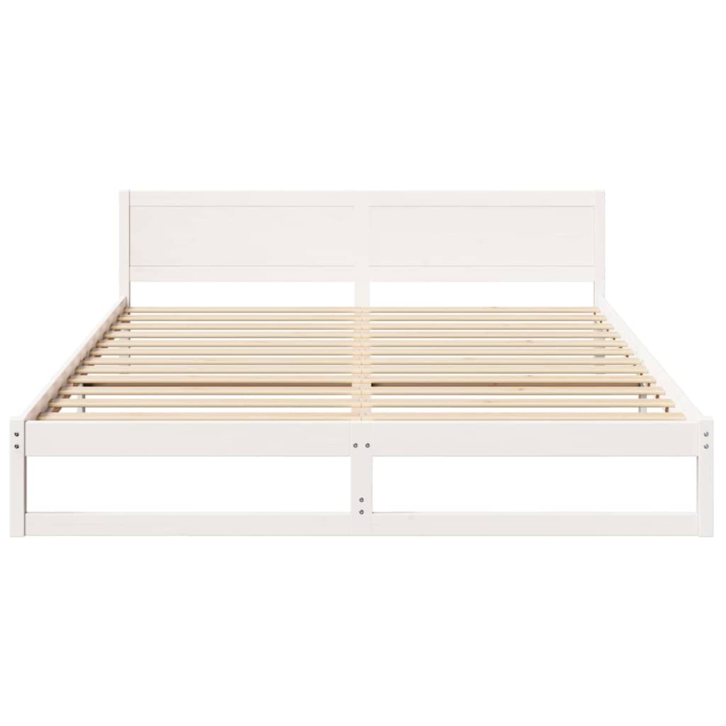 Sengestel med hovedgærde Hvid 180 x 200 cm Massiv fyrretræ