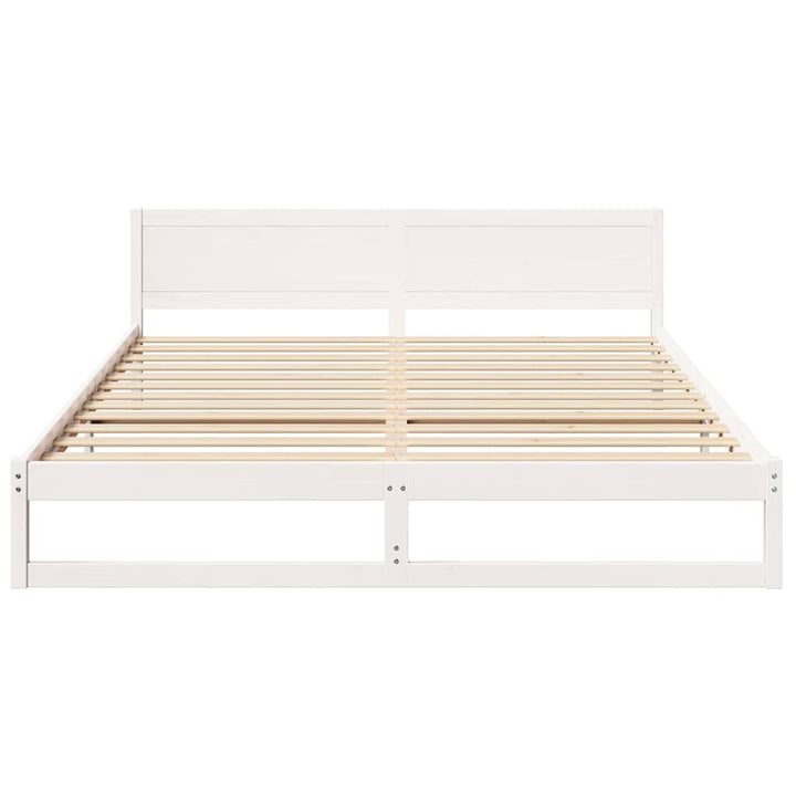 Sengestel med hovedgærde Hvid 180 x 200 cm Massiv fyrretræ