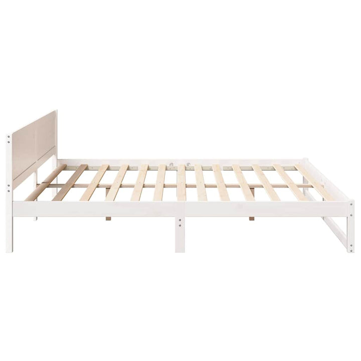 Sengestel med hovedgærde Hvid 180 x 200 cm Massiv fyrretræ