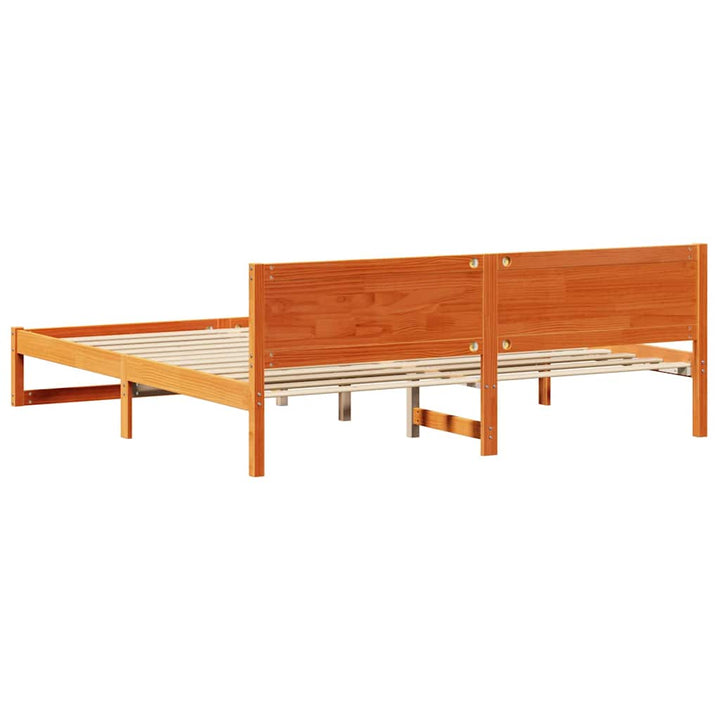 Sengestel med hovedgærde Voks brun 180 x 200 cm Massiv fyrretræ