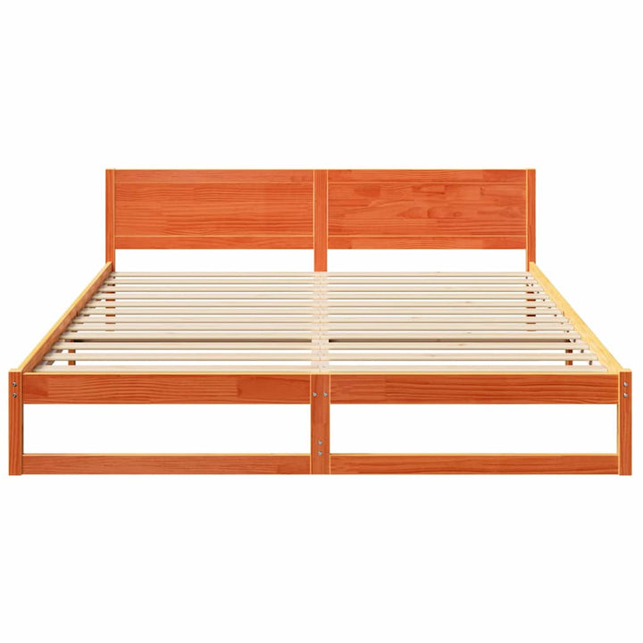 Sengestel med hovedgærde Voks brun 180 x 200 cm Massiv fyrretræ