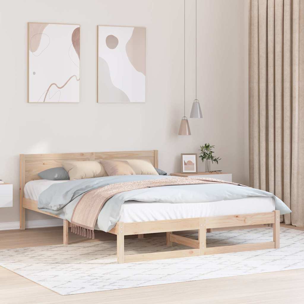 Sengestel Naturfarvet 160 x 200 cm Massiv fyrretræ