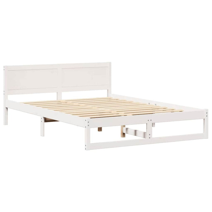 Sengestel med hovedgærde Hvid 160 x 200 cm Massiv fyrretræ