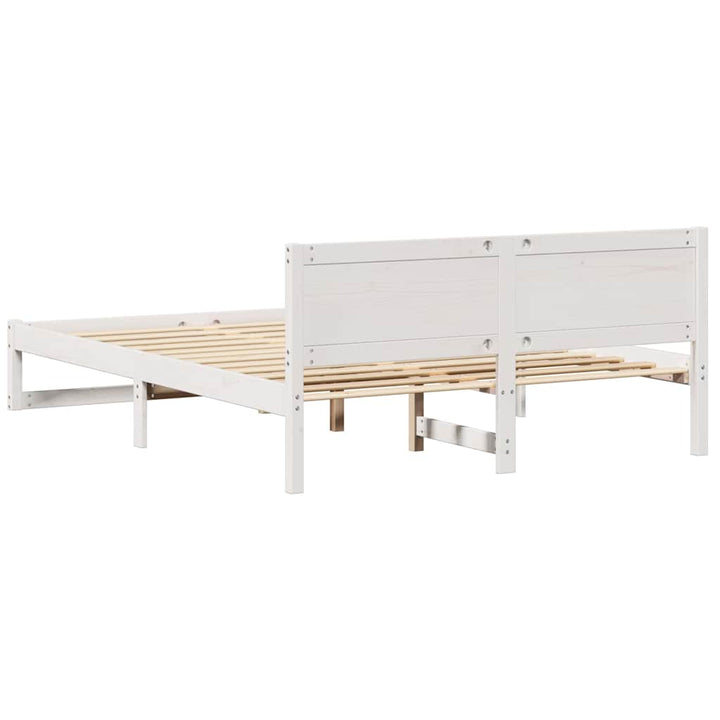 Sengestel med hovedgærde Hvid 160 x 200 cm Massiv fyrretræ