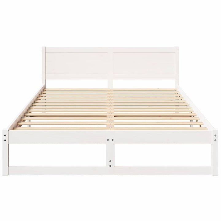 Sengestel med hovedgærde Hvid 160 x 200 cm Massiv fyrretræ