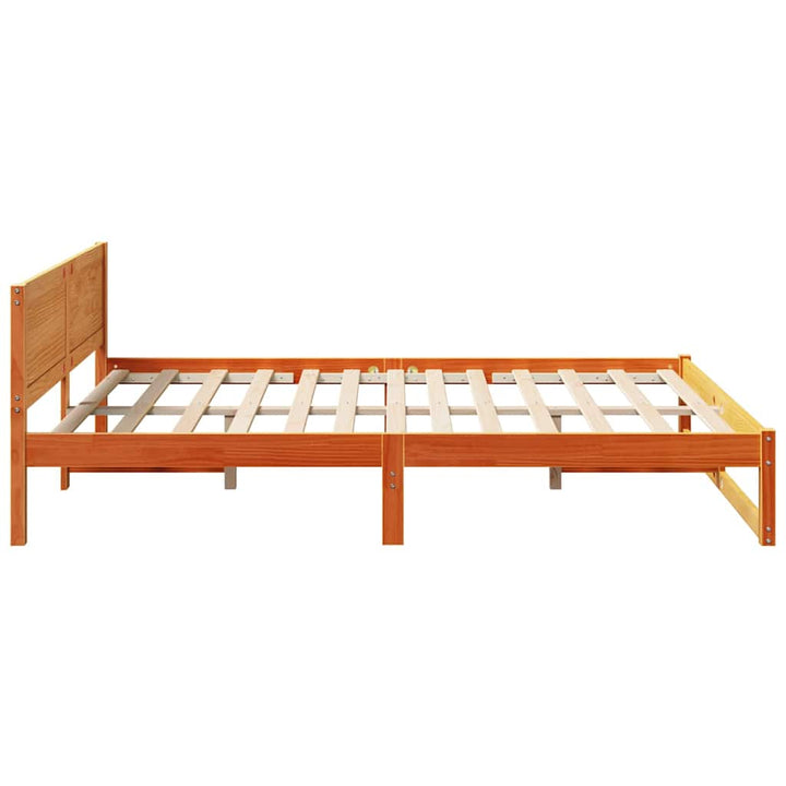 Sengestel med hovedgærde Voks brun 150 x 200 cm Massiv fyrretræ