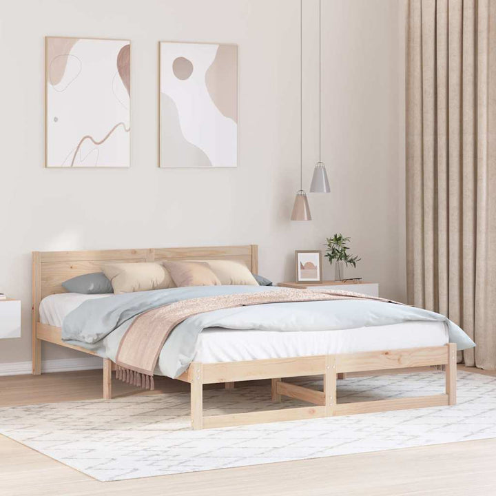 Sengestel Naturfarvet 140 x 200 cm Massiv fyrretræ