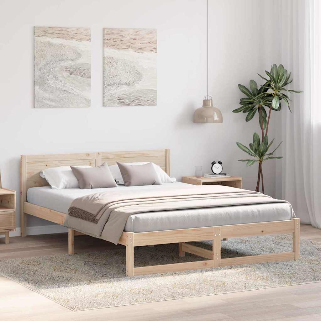 Sengestel Naturfarvet 140 x 200 cm Massiv fyrretræ