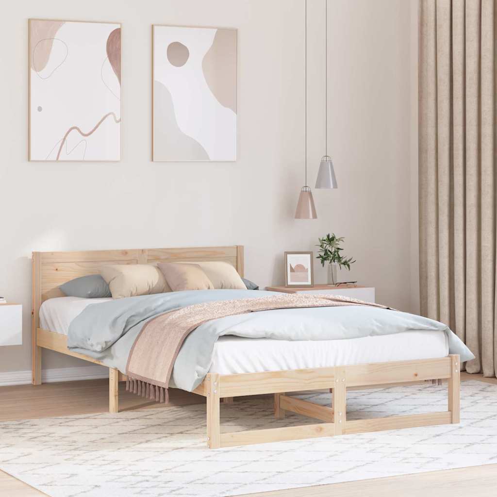 Sengestel Naturfarvet 140 x 190 cm Massiv fyrretræ