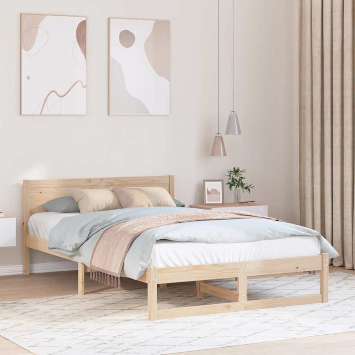Sengestel Naturfarvet 140 x 190 cm Massiv fyrretræ