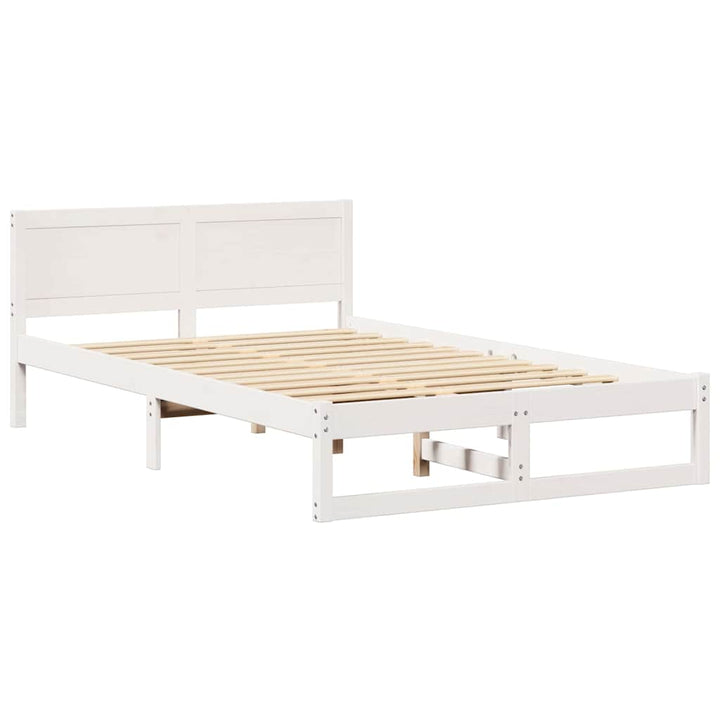 Sengestel med hovedgærde Hvid 140 x 190 cm Massiv fyrretræ
