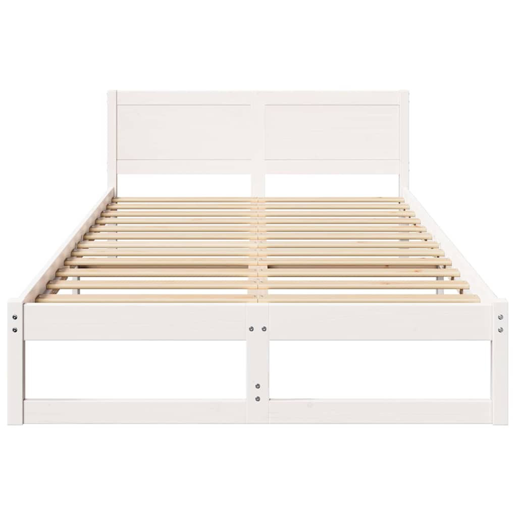 Sengestel med hovedgærde Hvid 120 x 190 cm Massiv fyrretræ