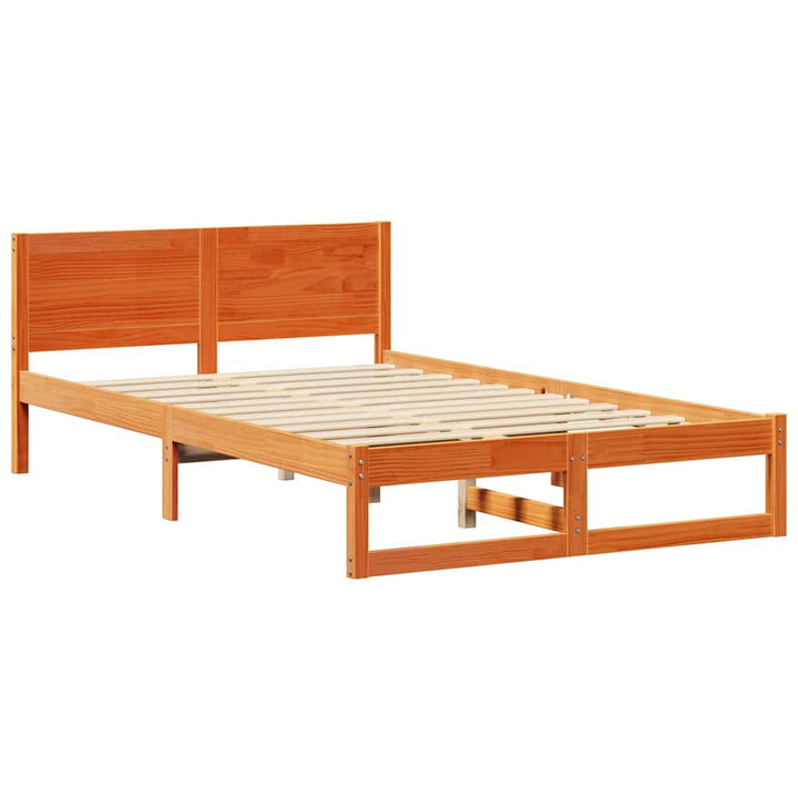 Sengestel med hovedgærde Voks brun 120 x 190 cm Massiv fyrretræ