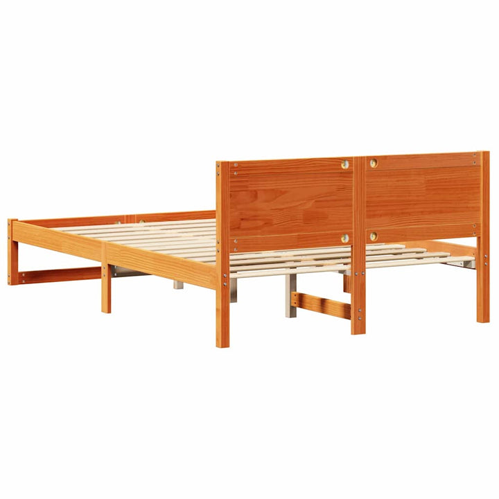 Sengestel med hovedgærde Voks brun 120 x 190 cm Massiv fyrretræ
