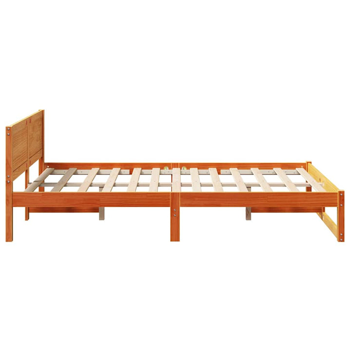 Sengestel med hovedgærde Voks brun 120 x 190 cm Massiv fyrretræ