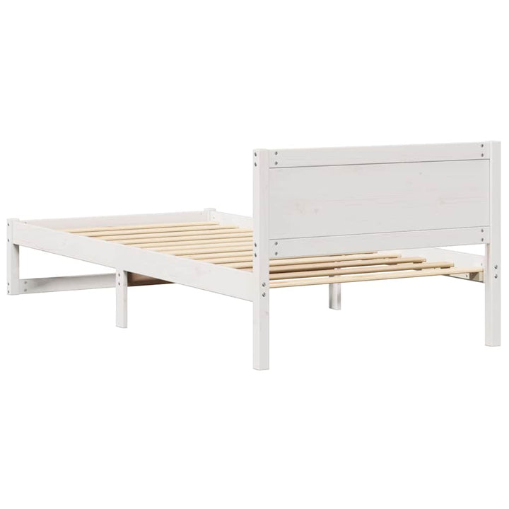 Sengestel med hovedgærde Hvid 100 x 200 cm Massiv fyrretræ