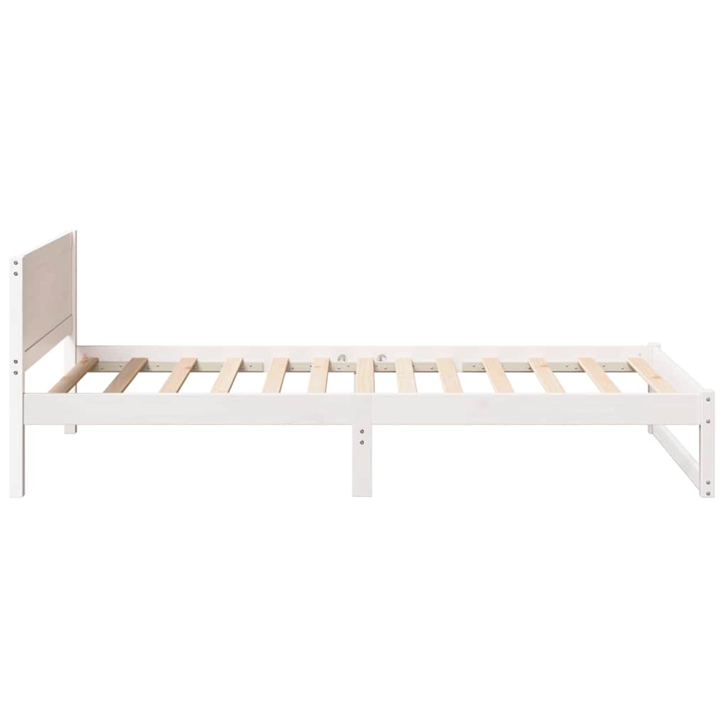 Sengestel med hovedgærde Hvid 100 x 200 cm Massiv fyrretræ