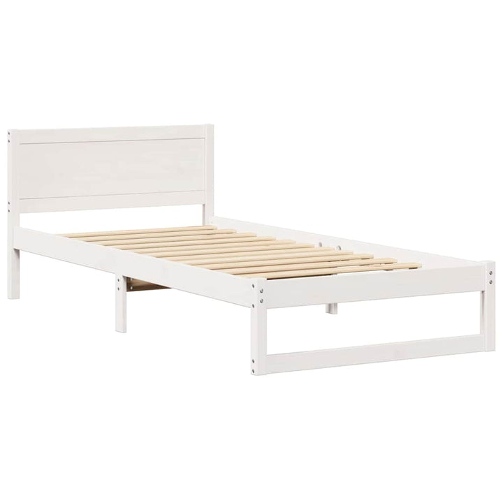 Sengestel med hovedgærde Hvid 90 x 190 cm Massiv fyrretræ