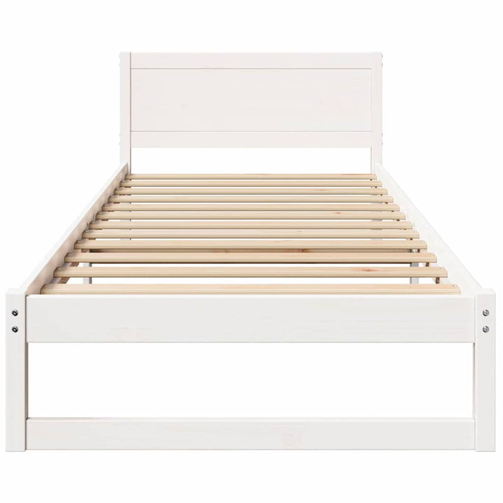 Sengestel med hovedgærde Hvid 90 x 190 cm Massiv fyrretræ