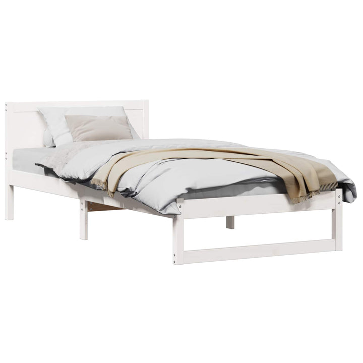 Sengestel med hovedgærde Hvid 75 x 190 cm Massiv fyrretræ