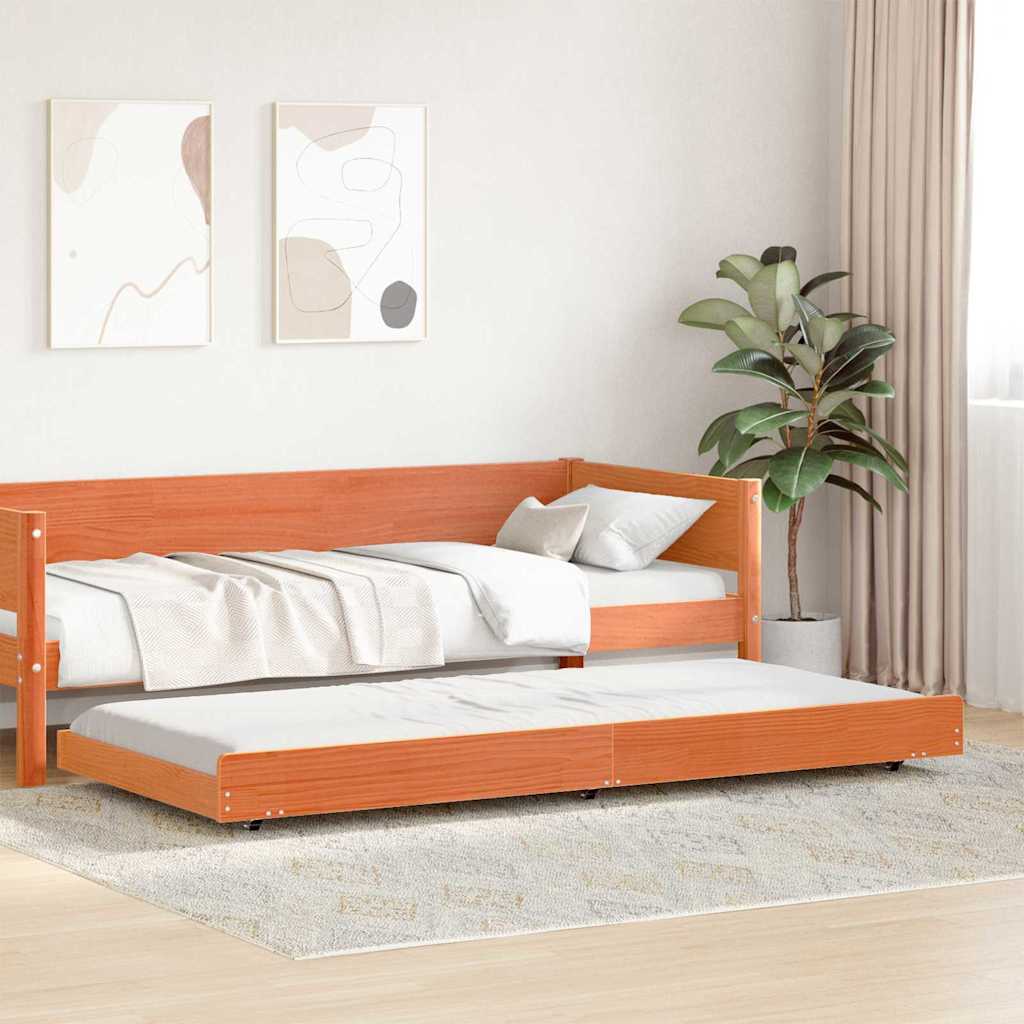 Sengestel Voks brun 75 x 190 cm Massiv fyrretræ